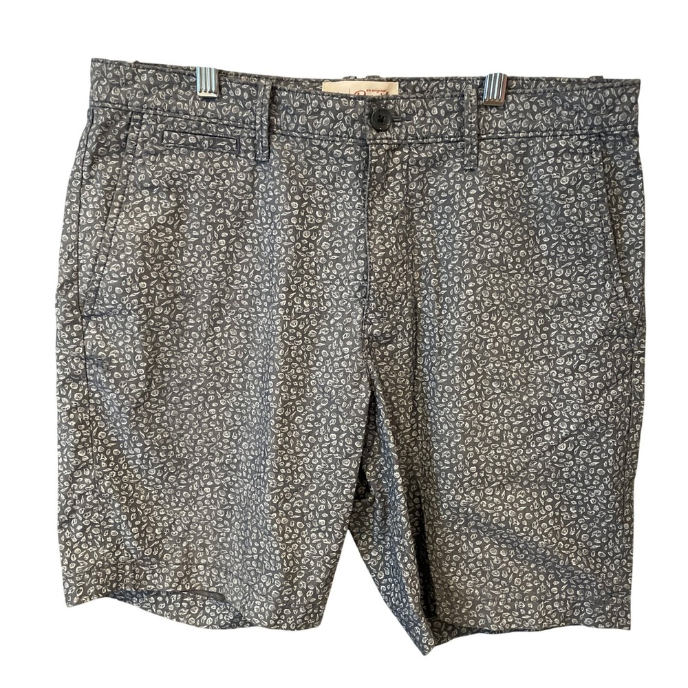 Original Penguin Mens Shell Micro Print Chino Shorts Blue Grey Size 33 Stretch